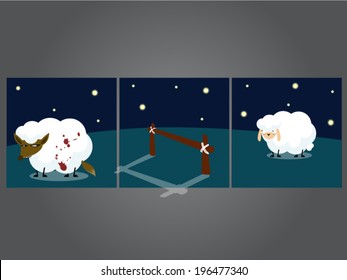 Sheep jumping bars character cartoon vector