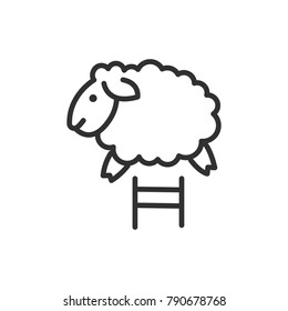 The sheep jumps. linear icon. Line with Editable stroke