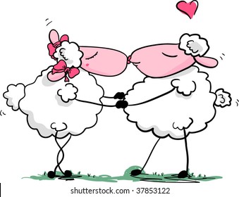 sheep kiss