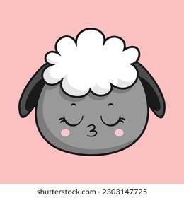 Sheep Kissing Face Cartoon Head Sheep Sticker
