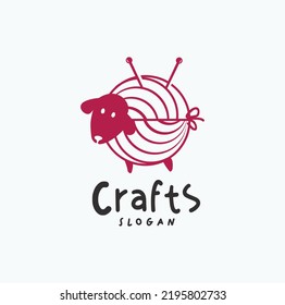 Sheep Knitting Logo design for handmade Sewing