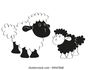 Sheep and lamb cartoon