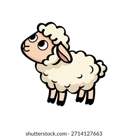 Ovelha, Cordeiro, Ovelha Desenho Animado Vetor Ilustração, Pequeno Cordeiro Desenho Animado Vetor.