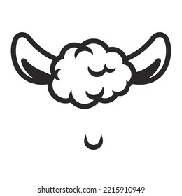 Icono del oído del cordero de oveja sobre un fondo blanco. Ilustración del vector