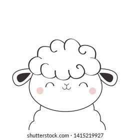 Sheep lamb face head icon. Linecontour silhouette. Cloud shape. Cute cartoon kawaii funny smiling baby character. Nursery decoration. T-shirt print. Flat design. White background. Vector illustration
