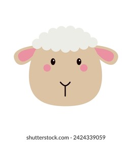 Sheep lamb face head round icon. Cloud shape hair fur. Cute cartoon kawaii funny baby character. Nursery decoration. Sweet dreams. Flat design. White background. Isolated. Vector illustration