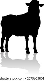 A sheep or lamb farm animal in silhouette
