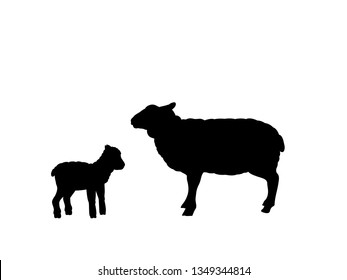 Sheep lamb farm mammal black silhouette animal