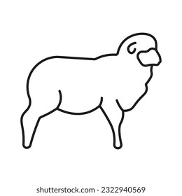 Sheep, lamb or goat grazing used for fur, wool and milk as modern clean line art.