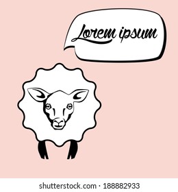 sheep or lamb graphic symbol with a speech bubble