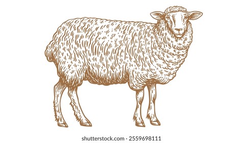 Sheep, lamb, mutton. Vintage retro print, black white sheep drawing, sketch ink pencil draw, engrave old school style. Sketch artwork silhouette head sheep. Head sheep, lamb. Vector Illustration