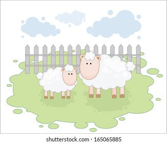 sheep with lamb on a farm