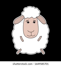 Sheep. Lamb. One of the symbols of farm, country and village. Template for icon, sticker or part of garland. Vector illustration.