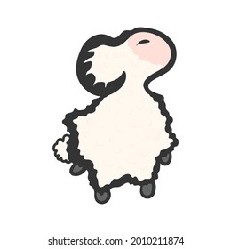 Sheep. Lamb. One of the symbols of farm, country and village. Template for icon, sticker or part of garland. Vector illustration.