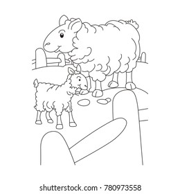 Sheep and lamb in the pen