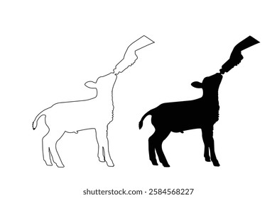 sheep or lamb vector icon set illustration isolated on white background. sheep or lamb silhouette and logo art work.