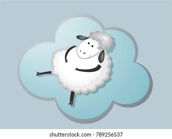 The sheep lies on the cloud