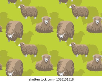 Sheep Lincoln Longwool Cartoon Background Seamless Wallpaper