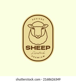 sheep line badge vintage logo design vector graphic symbol icon illustration creative idea