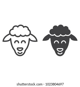 Sheep line and glyph icon, easter and holiday, lamb sign vector graphics, a linear pattern on a white background, eps 10.