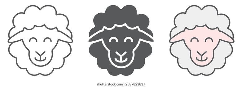 Sheep line icon collection, animal and rural, lamb icon set, vector graphics, a linear pattern on a white background, eps 10.