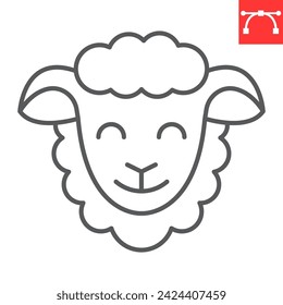 Sheep line icon, Easter and animal, sheep head vector icon, vector graphics, editable stroke outline sign, eps 10.