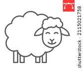 Sheep line icon, farm and lamb, cute sheep vector icon, vector graphics, editable stroke outline sign, eps 10.