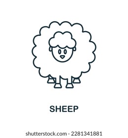 Sheep line icon. Monochrome simple Sheep outline icon for templates, web design and infographics