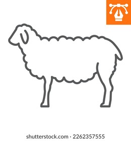 Sheep line icon, outline style icon for web site or mobile app, animals and livestock, ewe vector icon, simple vector illustration, vector graphics with editable strokes.