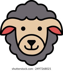 A sheep in line icon style