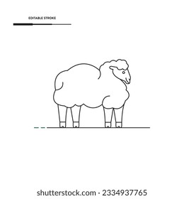 Sheep Line Icon Vector Design. 