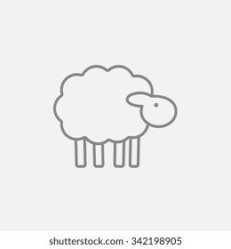 Sheep line icon for web, mobile and infographics. Vector dark grey icon isolated on light grey background.
