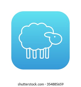 Sheep line icon for web, mobile and infographics. Vector white icon on the blue gradient square with rounded corners isolated on white background.
