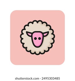 Sheep line icon. Wool, mutton, animal. Fabric features concept. Can be used for topics like warm clothes, cold weather, woolens