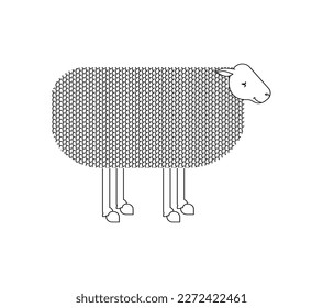 Sheep linear illustration. ewe isolated. Vector illustration