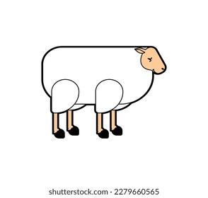 Sheep linear illustration. ewe isolated. Vector illustration