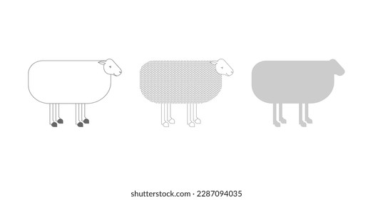 Sheep linear set. ewe isolated. Vector illustration