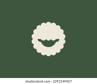 Sheep logo. Cute ewe icon. Domestic animal sign. Farm logotype. Vector illustration.