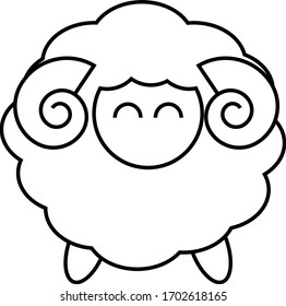 Sheep logo design in black line on white background