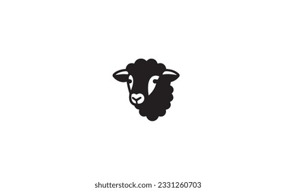 sheep logo design black simple flat icon on white background