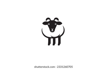 sheep logo design black simple flat icon white background