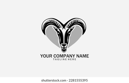 Diseño del logo de la oveja. Icono Vector De Una Ram Con Cuernos Largos. Plantilla moderna de logotipo ovino.