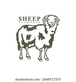 Vetor de design de logotipo de ovelha. Ilustração de modelo de folha de silhueta. Símbolo de ícone