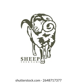 Vetor de design de logotipo de ovelha. Ilustração de modelo de folha de silhueta. Símbolo de ícone