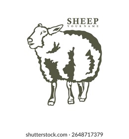 Vetor de design de logotipo de ovelha. Ilustração de modelo de folha de silhueta. Símbolo de ícone