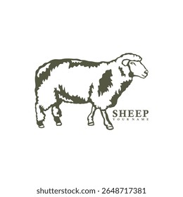 Vetor de design de logotipo de ovelha. Ilustração de modelo de folha de silhueta. Símbolo de ícone