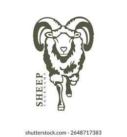 Vetor de design de logotipo de ovelha. Ilustração de modelo de folha de silhueta. Símbolo de ícone