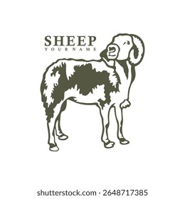 Vetor de design de logotipo de ovelha. Ilustração de modelo de folha de silhueta. Símbolo de ícone