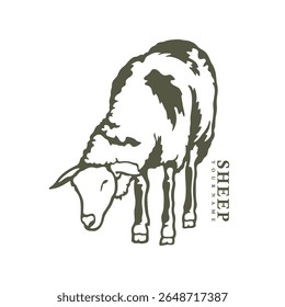 Vetor de design de logotipo de ovelha. Ilustração de modelo de folha de silhueta. Símbolo de ícone