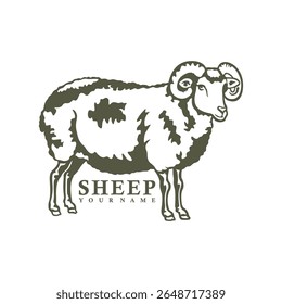 Vetor de design de logotipo de ovelha. Ilustração de modelo de folha de silhueta. Símbolo de ícone